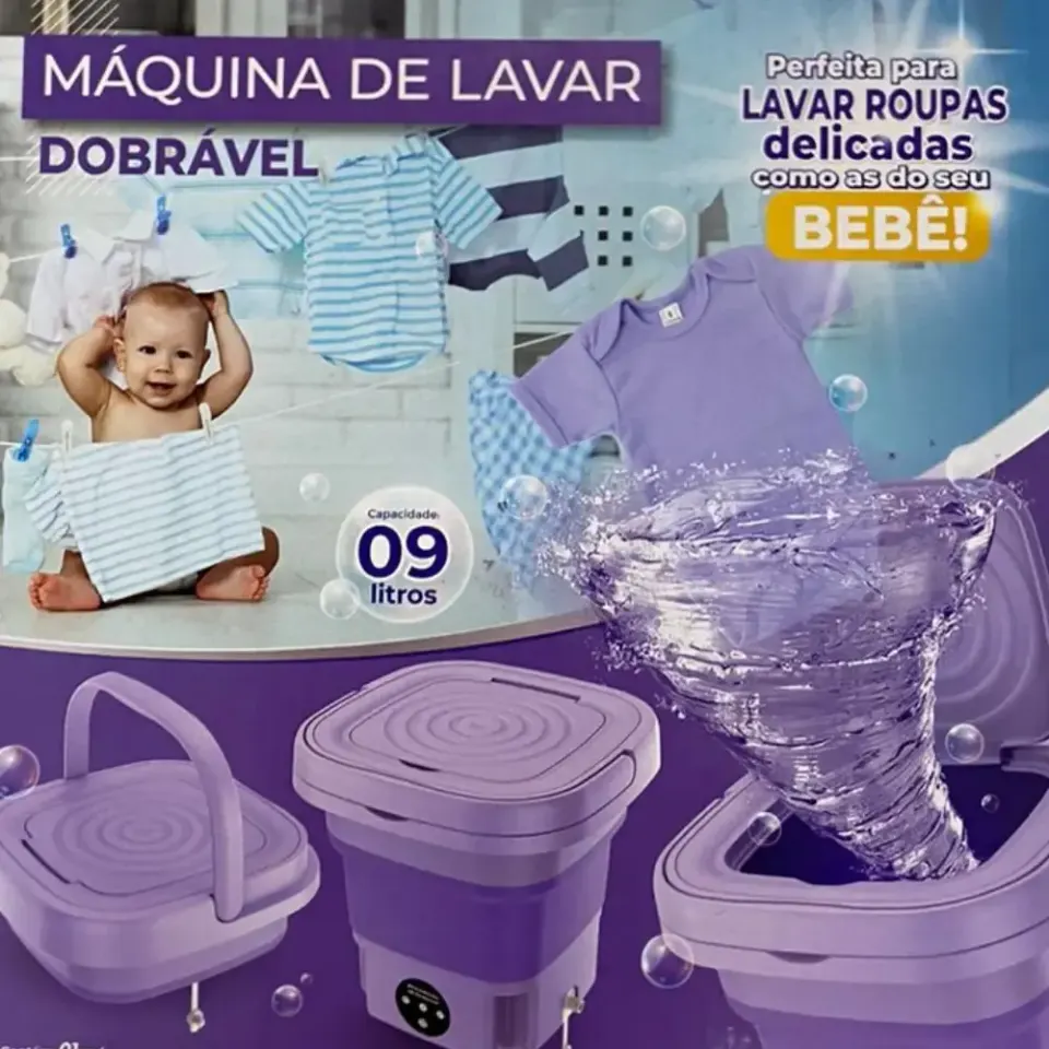 Mini Máquina Lavar Roupas Balde Lavadora Dobrável Portátil, foto 9