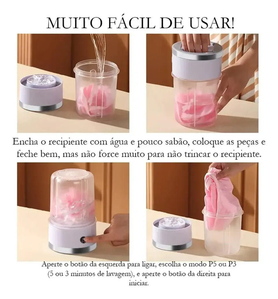 Mini Lava Roupas com Carregamento Usb Portátil aprova de água, foto 2