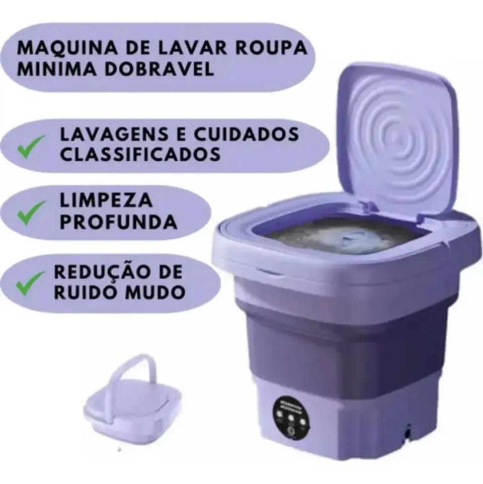 Mini Máquina Lavar Roupas Balde Lavadora Dobrável Portátil, foto 6