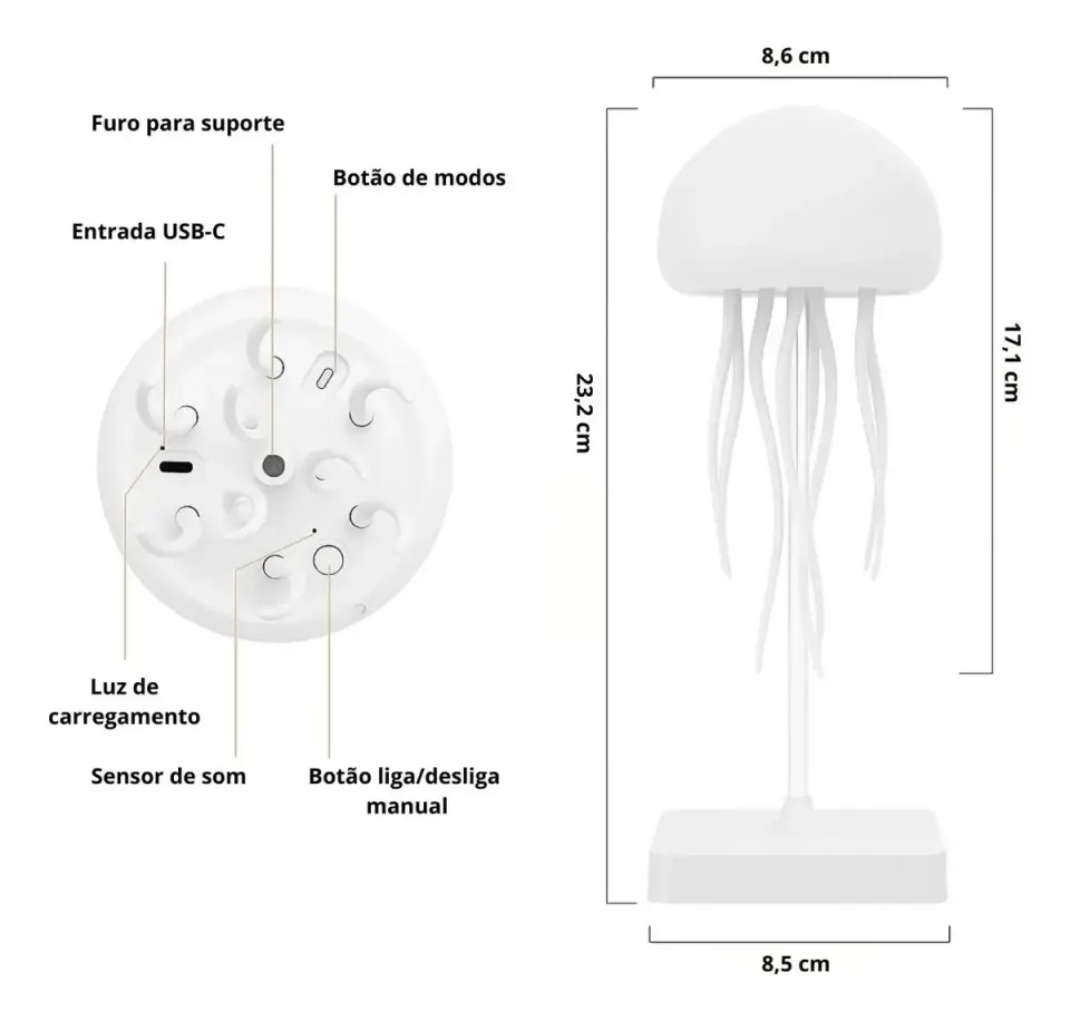 Luminária De Mesa Água-viva Led Decorativa, foto 5