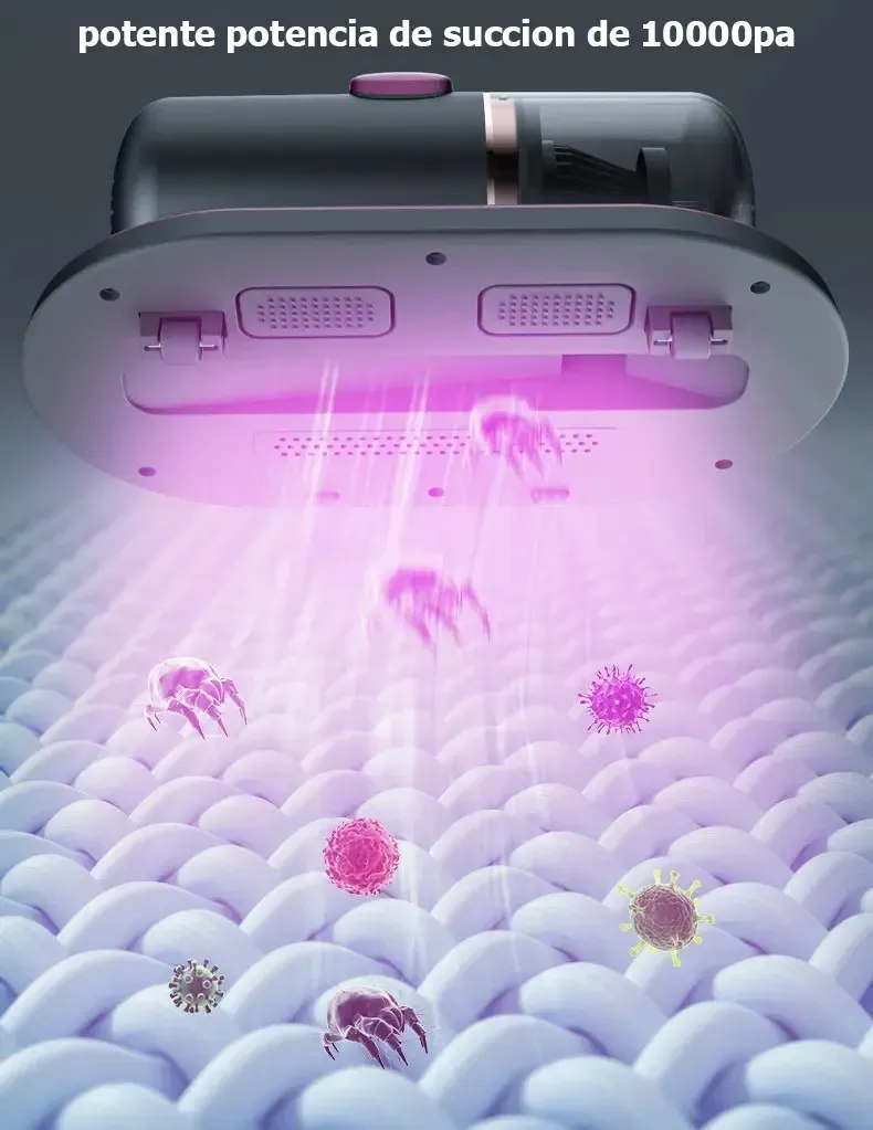 Aspirador Anti Ácaro Portátil Sem Fio Com Luz Uv Filtragem Cor Cinza/roxo, foto 2