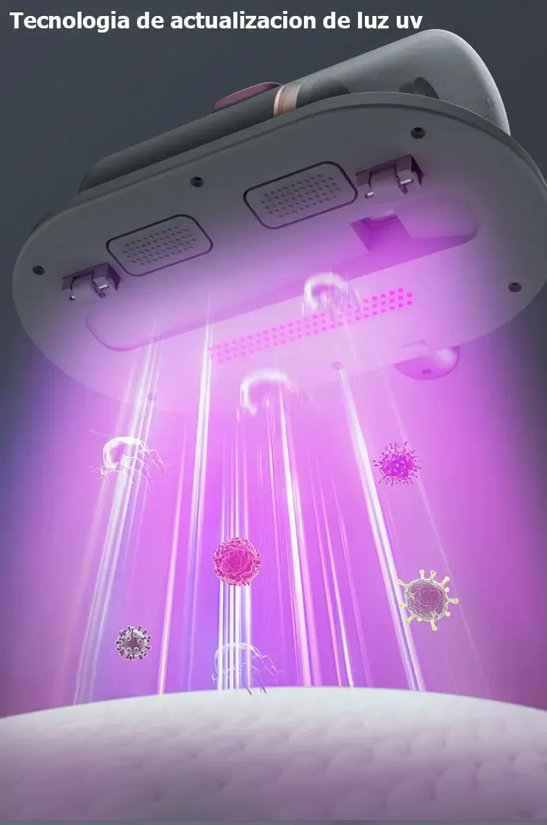 Aspirador Anti Ácaro Portátil Sem Fio Com Luz Uv Filtragem Cor Cinza/roxo, foto 5