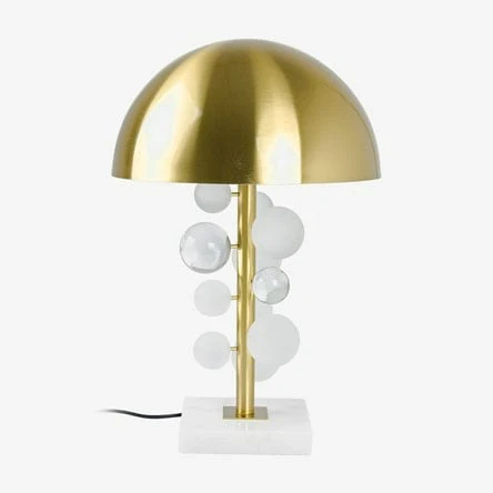 Abajur esferas em metal com base em mármore dourado Bivolt 59x34 cm, foto 2