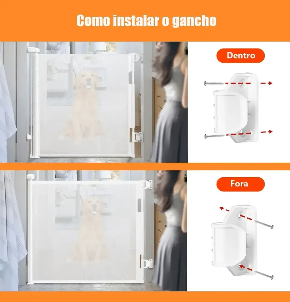 Portão Retrátil 140cm Tela Segurança Bebê Pet Cercadinho, foto 4