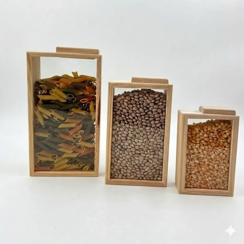 Kit 3 Porta Alimentos Organizador Pinus Ecológico Prático, foto 2