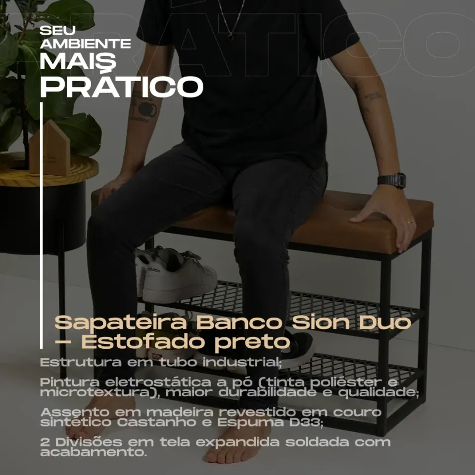Sapateira Banco Sion Duo - Estofado Marrom, foto 5