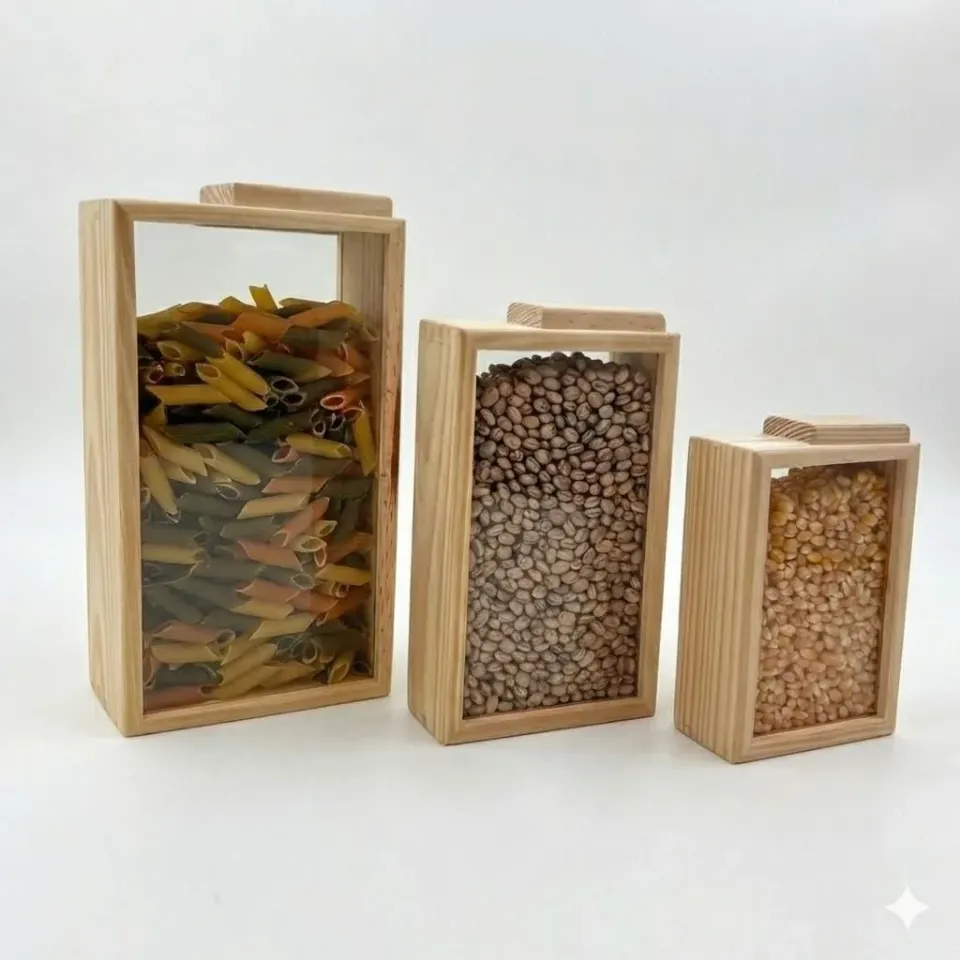 Kit 3 Porta Alimentos Organizador Pinus Ecológico Prático, foto 4