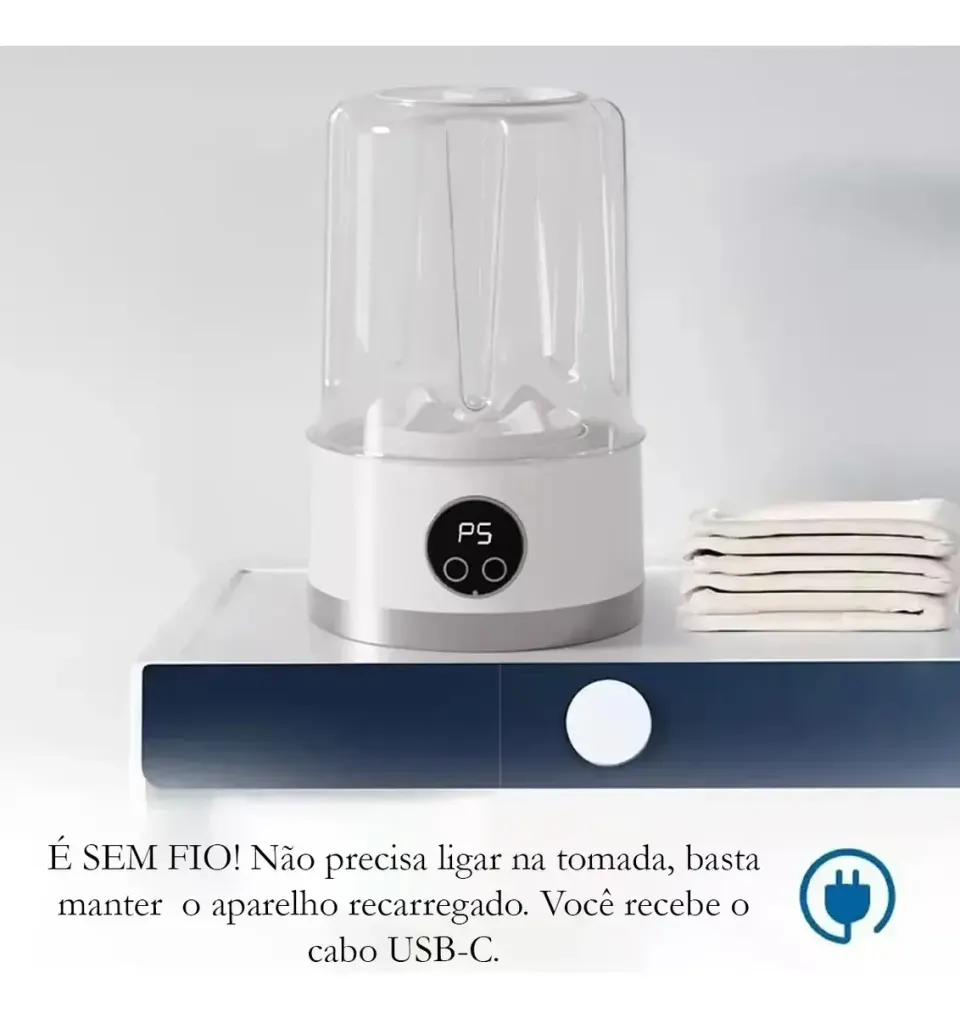 Mini Lava Roupas com Carregamento Usb Portátil aprova de água, foto 6