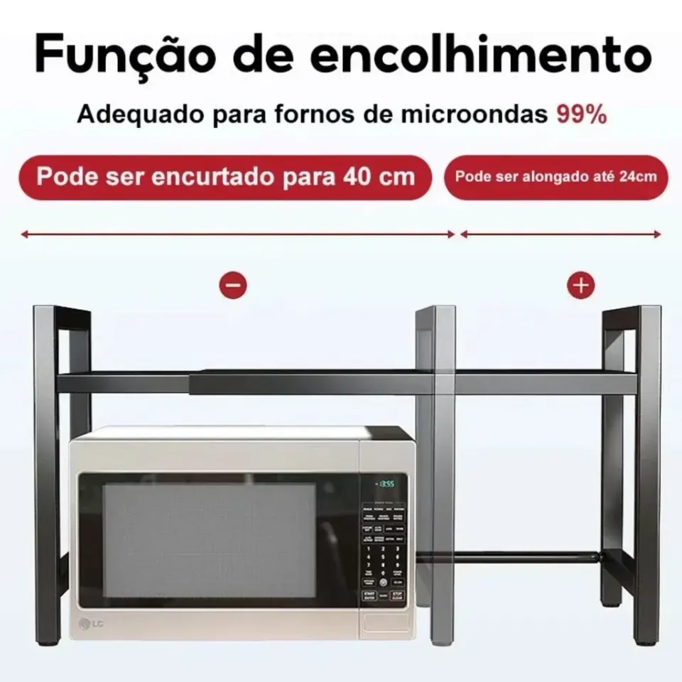 Organizador de Cozinha 2 em 1 com Prateleira para Micro-ondas e Condimentos, foto 3