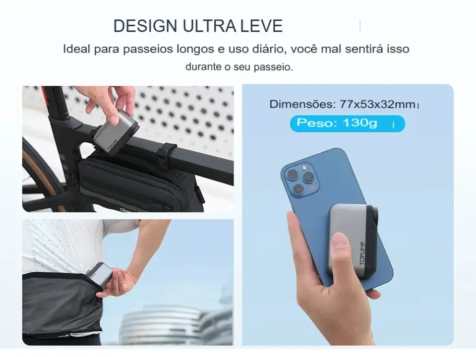 Bomba Elétrica Portátil para Bicicleta com Medidor de Pressão Digital, foto 9
